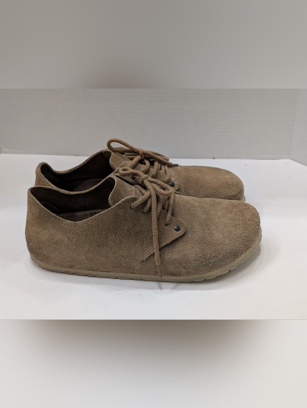BIRKENSTOCK 41 Maine Suede Leather Oxfords Lace Up Shoes Women's 10, Men's 8 Tan